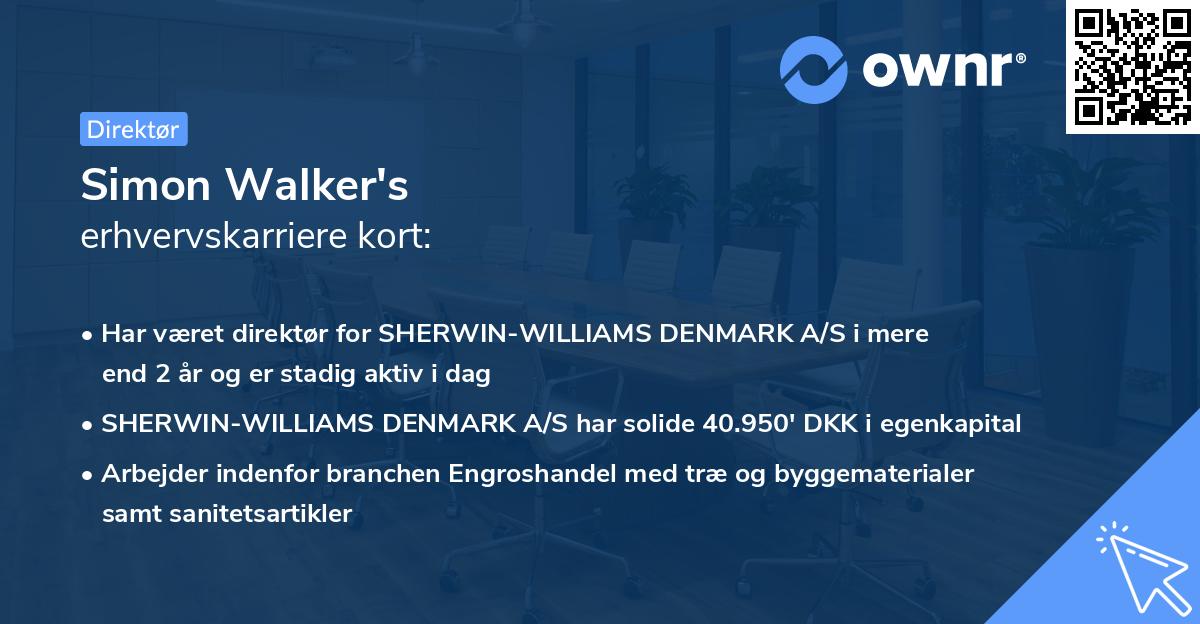 Simon Walker's erhvervskarriere kort