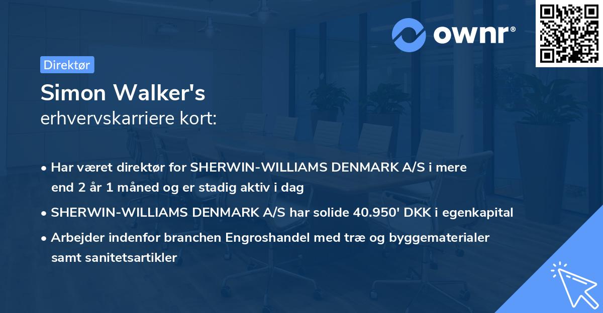 Simon Walker's erhvervskarriere kort