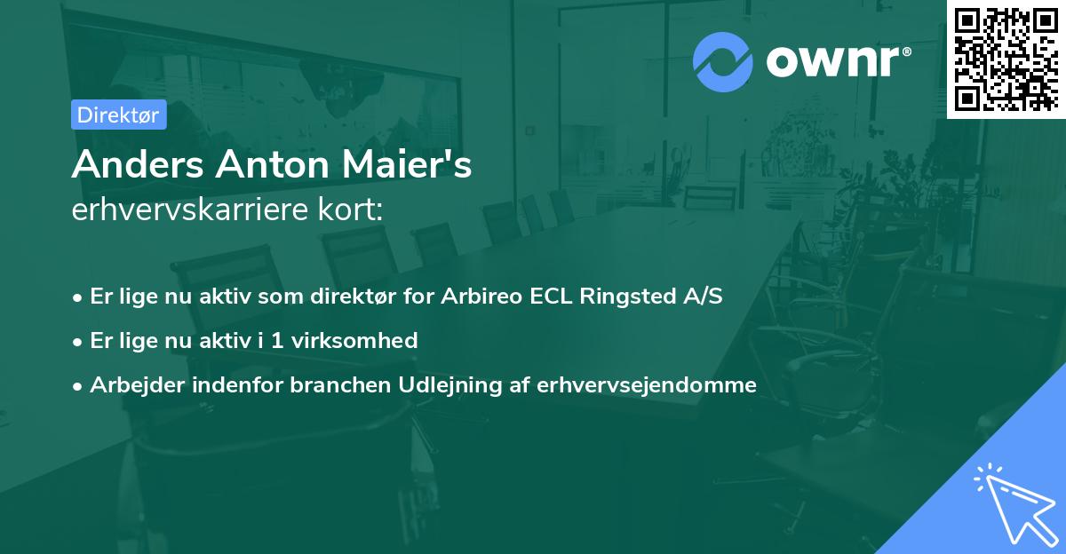 Anders Anton Maier's erhvervskarriere kort