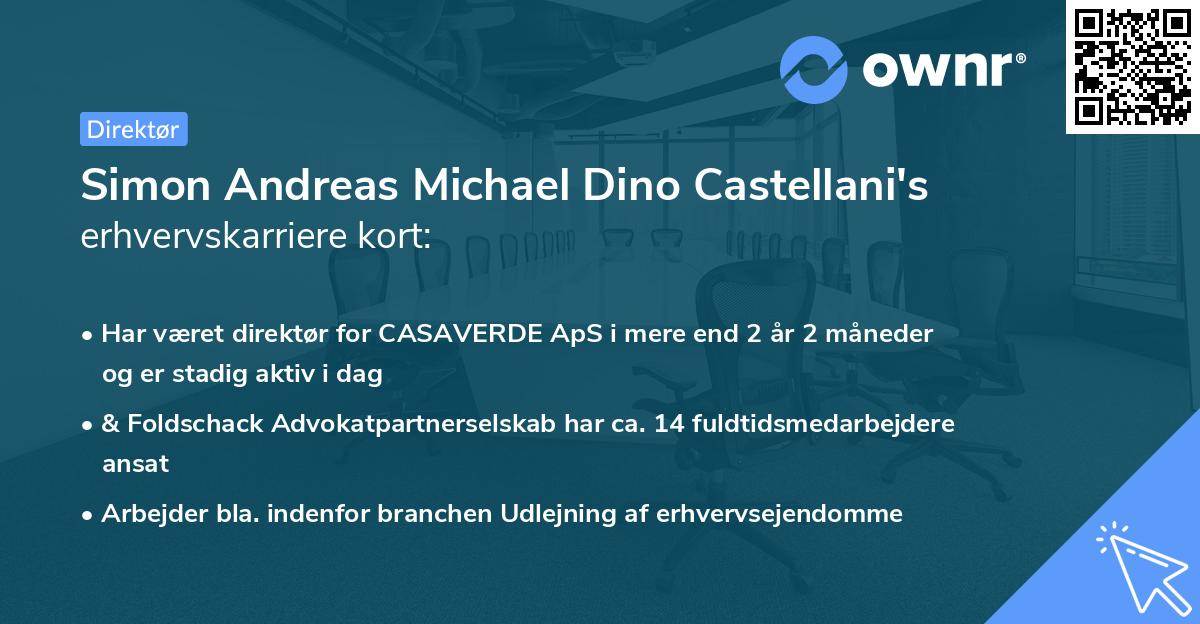 Simon Andreas Michael Dino Castellani's erhvervskarriere kort