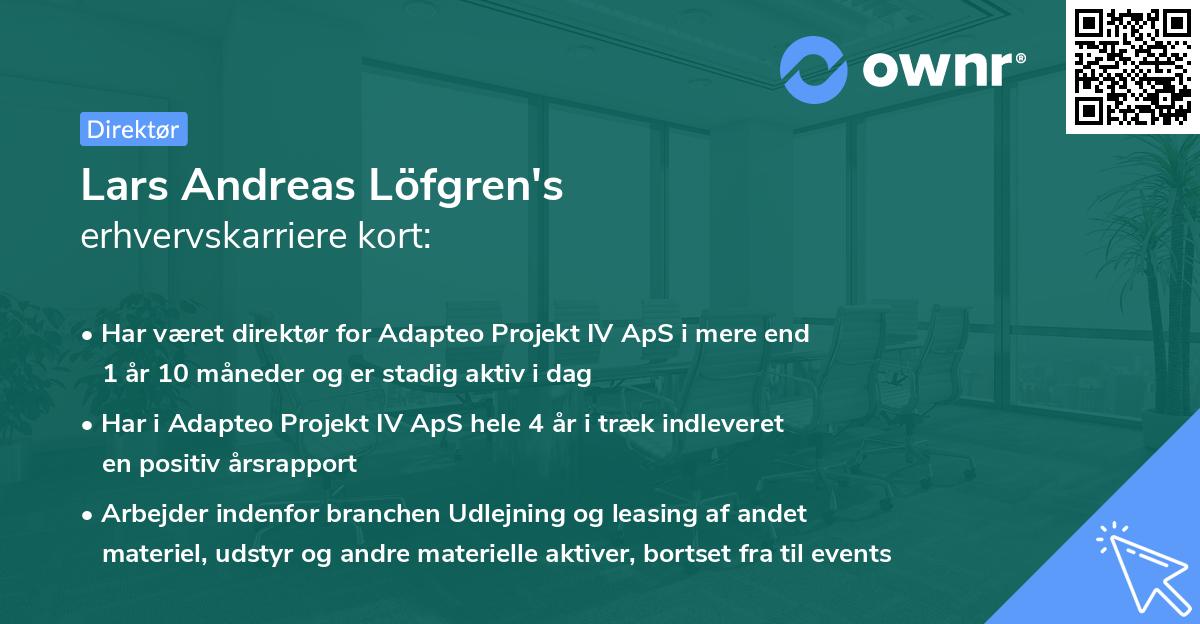 Lars Andreas Löfgren's erhvervskarriere kort