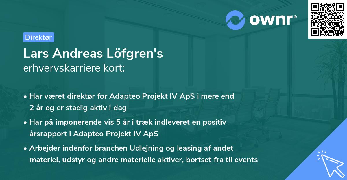 Lars Andreas Löfgren's erhvervskarriere kort