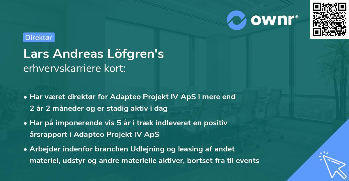 Lars Andreas Löfgren's erhvervskarriere kort