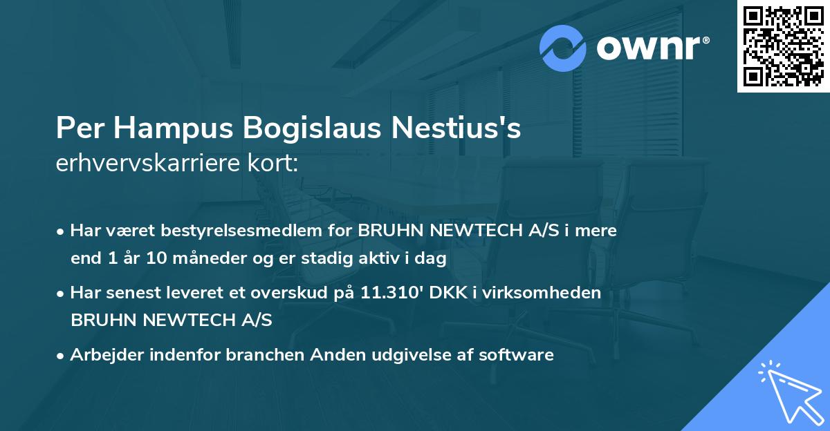 Per Hampus Bogislaus Nestius's erhvervskarriere kort