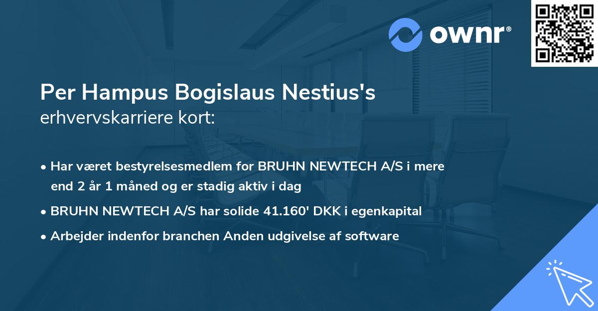 Per Hampus Bogislaus Nestius's erhvervskarriere kort