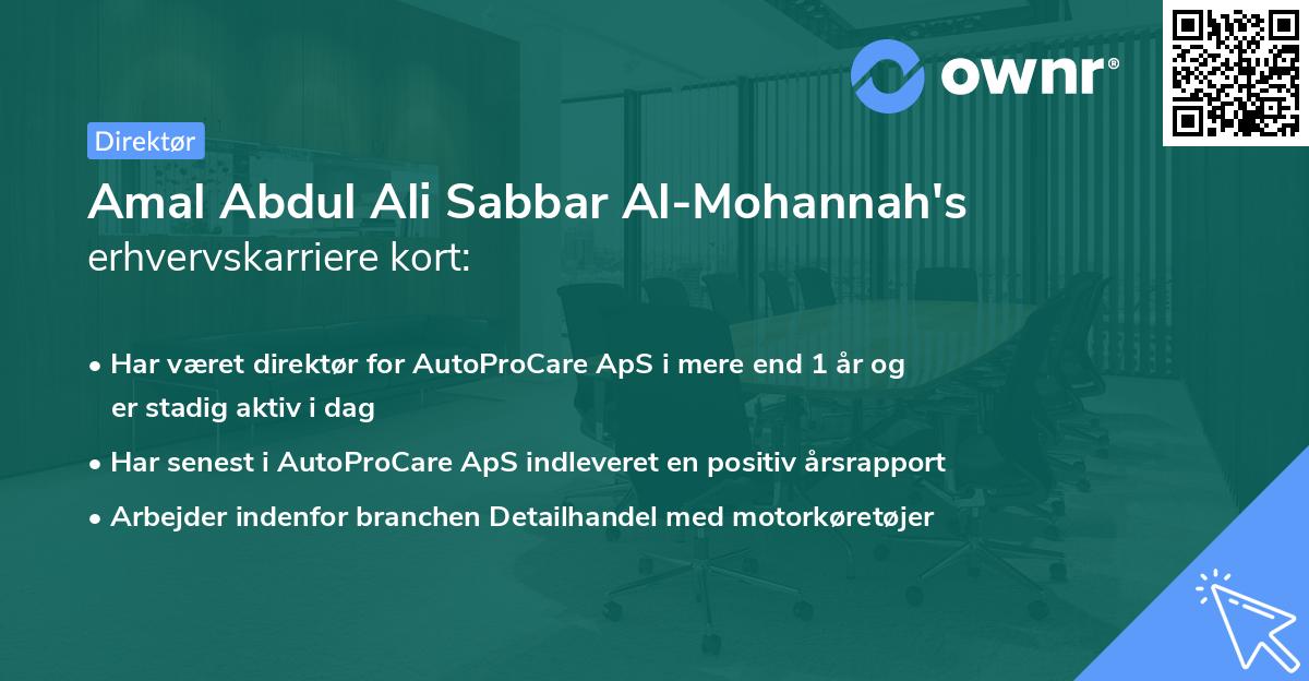 Amal Abdul Ali Sabbar Al-Mohannah's erhvervskarriere kort