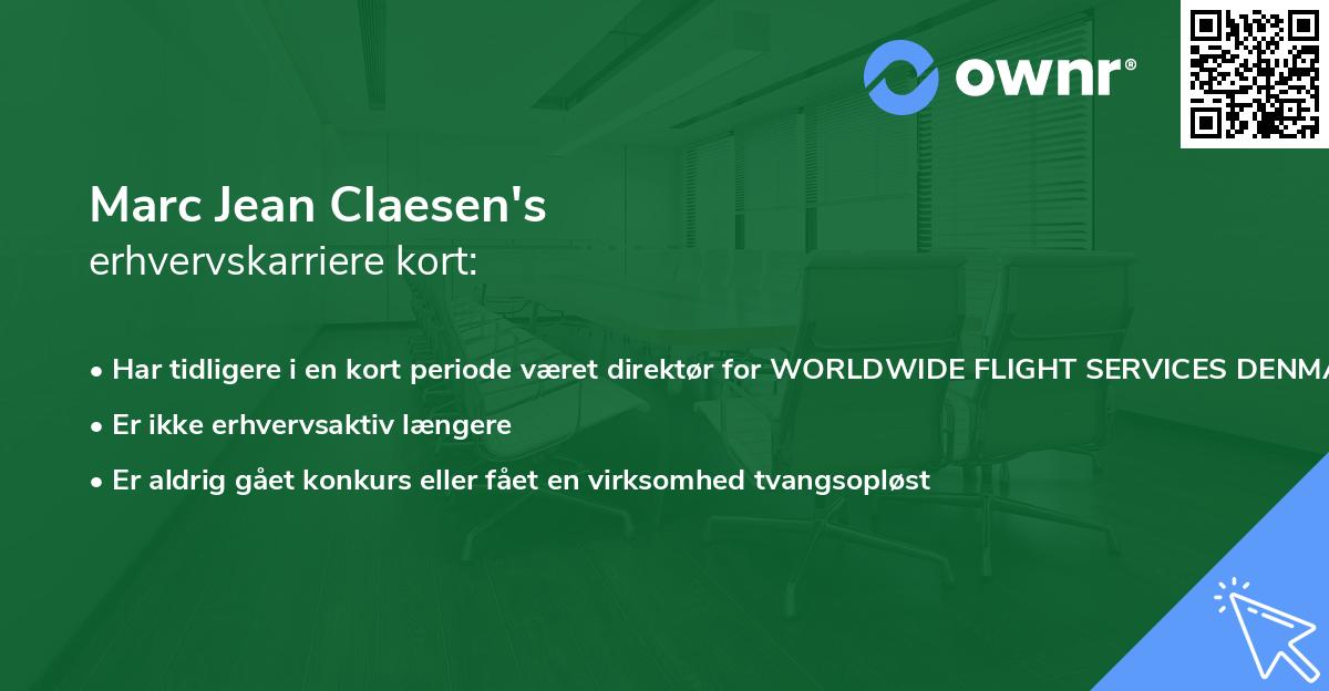 Marc Jean Claesen's erhvervskarriere kort