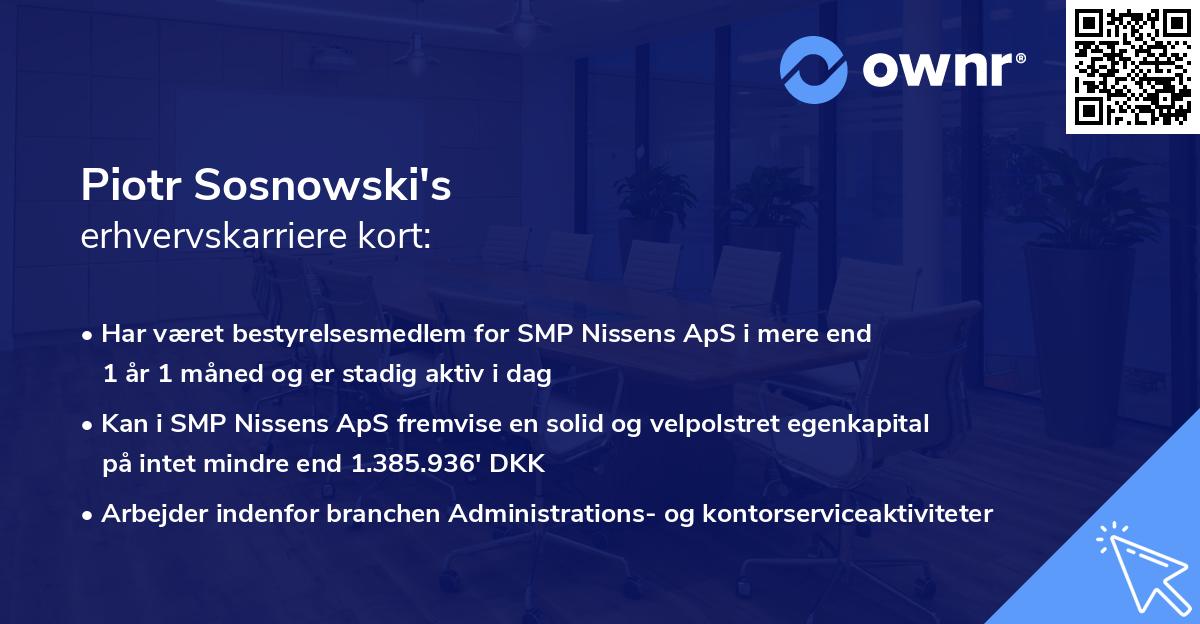 Piotr Sosnowski's erhvervskarriere kort
