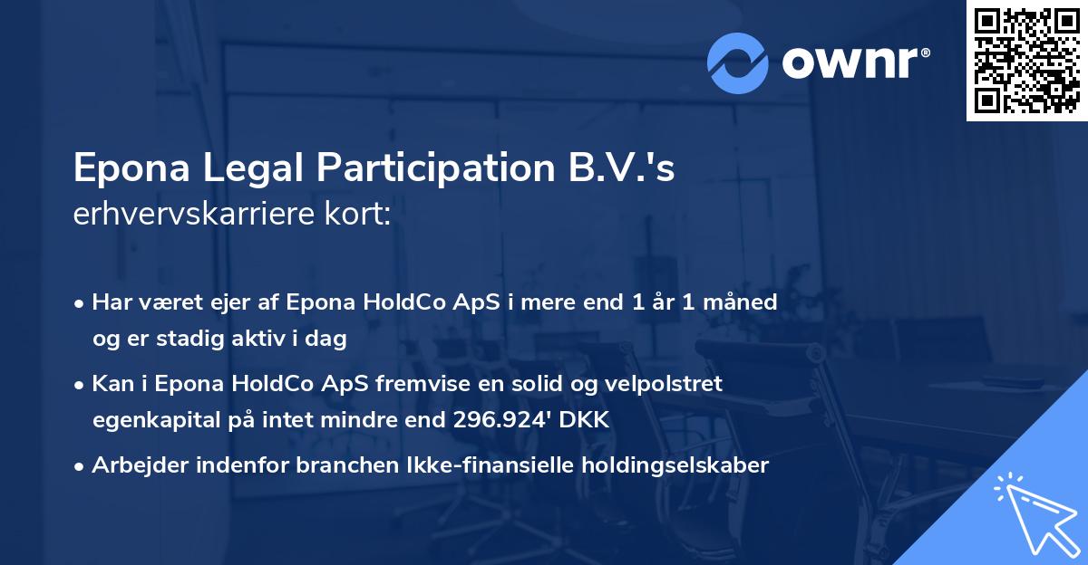 Epona Legal Participation B.V.'s erhvervskarriere kort