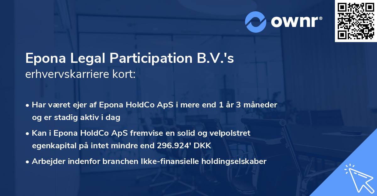 Epona Legal Participation B.V.'s erhvervskarriere kort