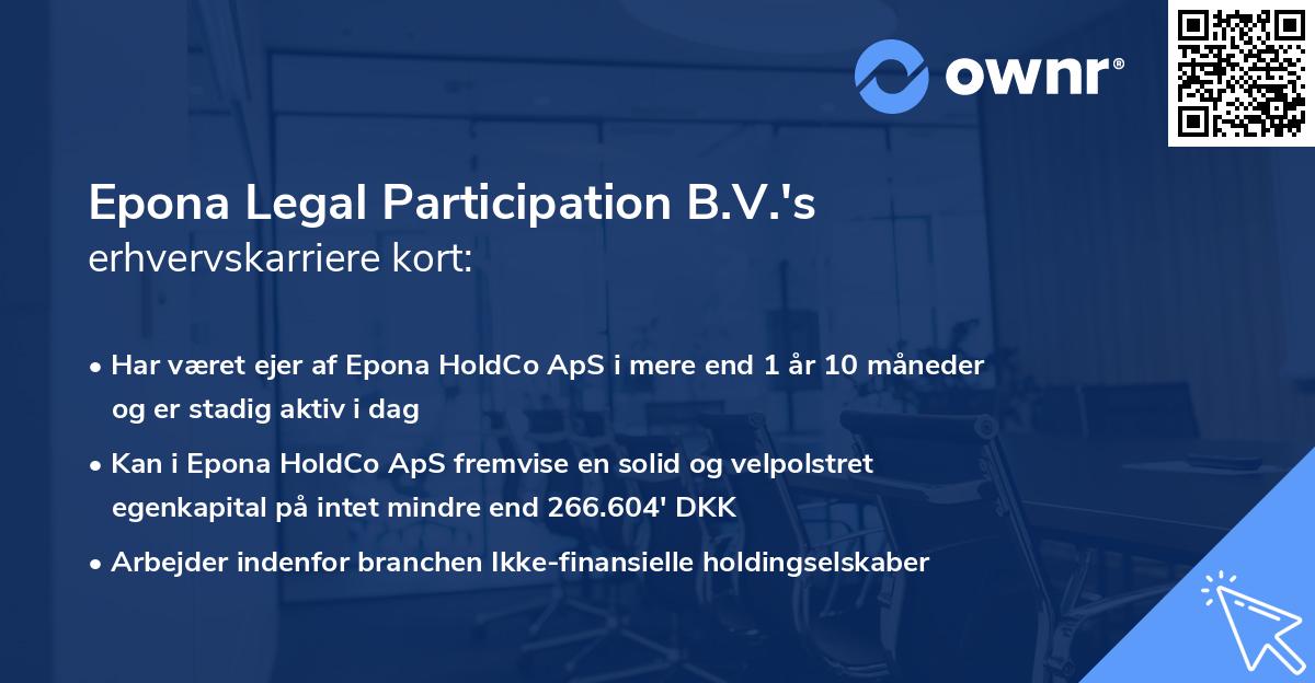Epona Legal Participation B.V.'s erhvervskarriere kort