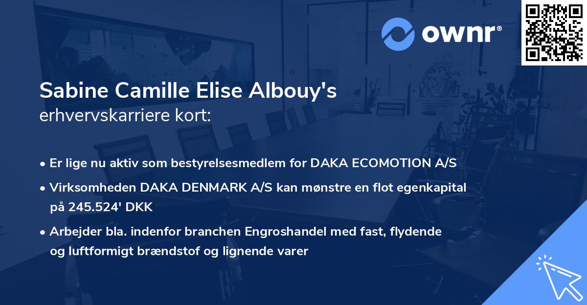 Sabine Camille Elise Albouy's erhvervskarriere kort