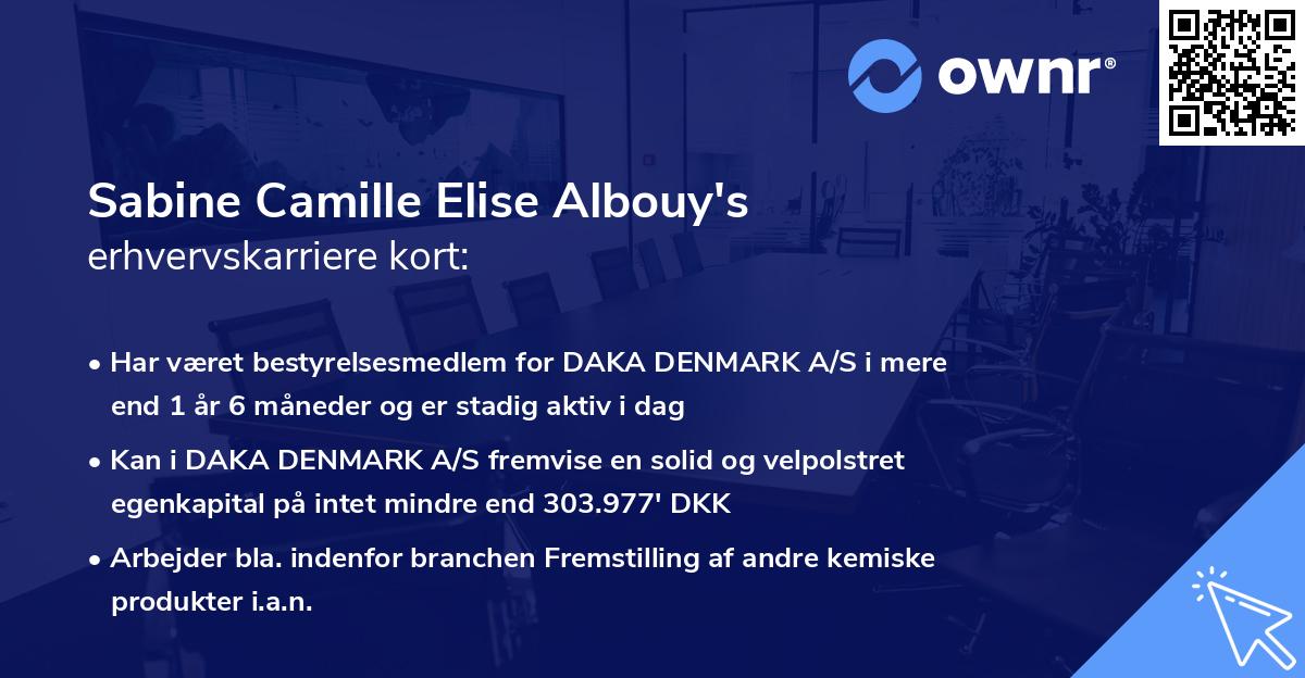 Sabine Camille Elise Albouy's erhvervskarriere kort