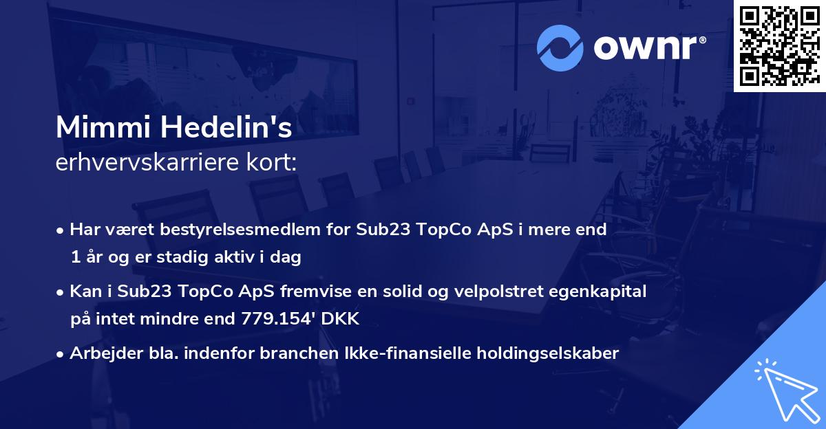 Mimmi Hedelin's erhvervskarriere kort