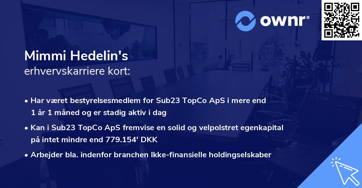 Mimmi Hedelin's erhvervskarriere kort