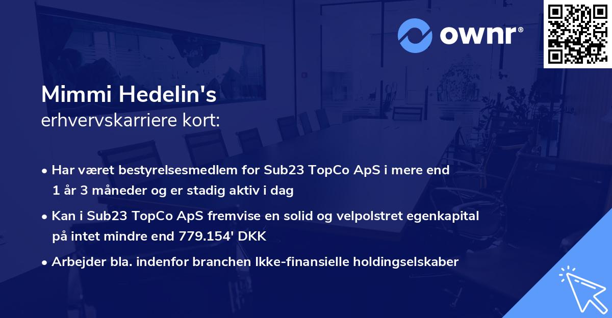 Mimmi Hedelin's erhvervskarriere kort