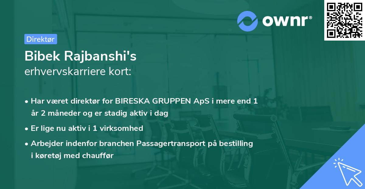 Bibek Rajbanshi's erhvervskarriere kort