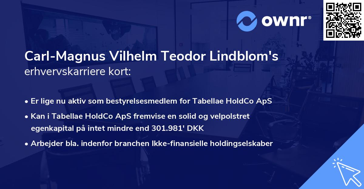 Carl-Magnus Vilhelm Teodor Lindblom's erhvervskarriere kort