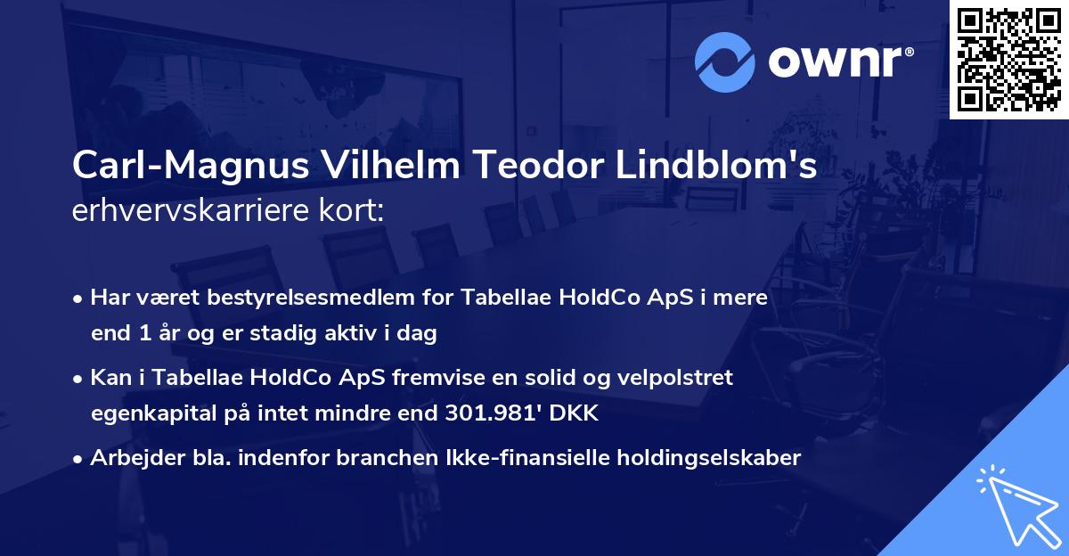 Carl-Magnus Vilhelm Teodor Lindblom's erhvervskarriere kort