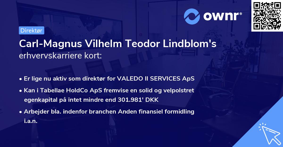Carl-Magnus Vilhelm Teodor Lindblom's erhvervskarriere kort