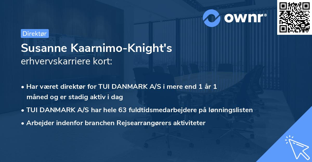 Susanne Kaarnimo-Knight's erhvervskarriere kort