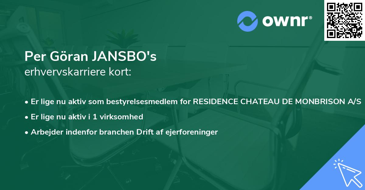 Per Göran JANSBO's erhvervskarriere kort
