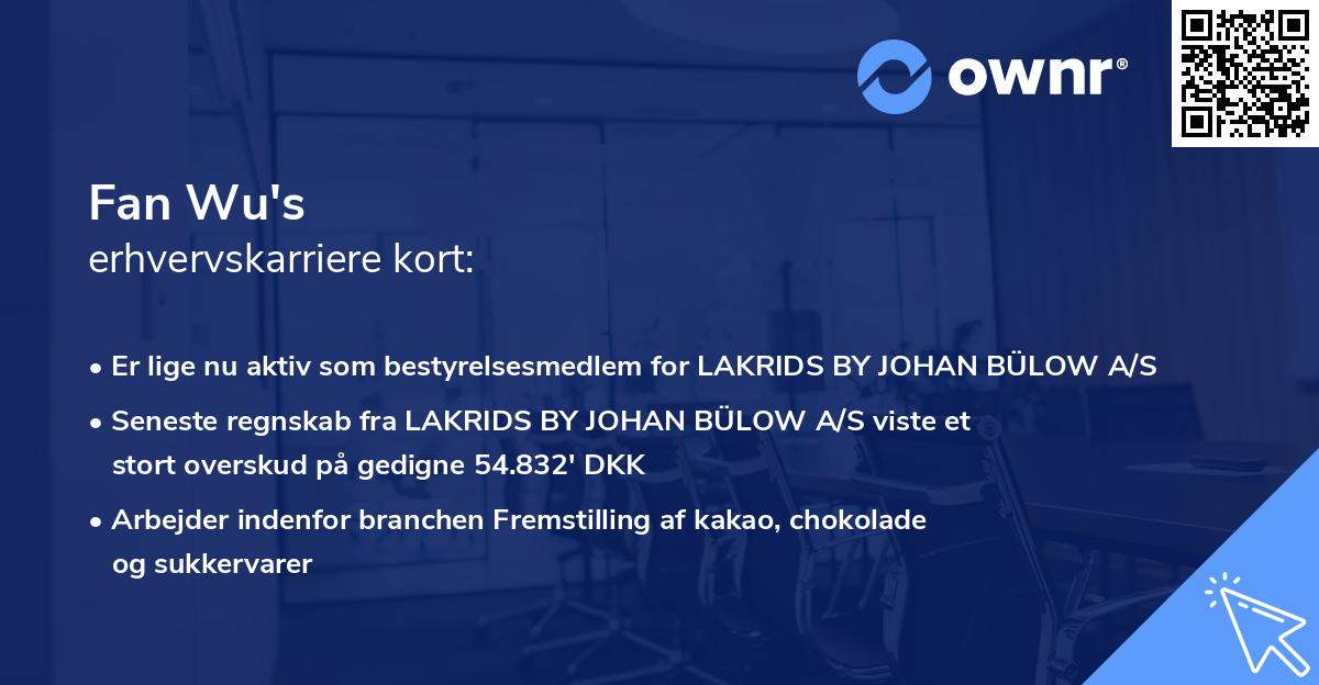 Fan Wu's erhvervskarriere kort