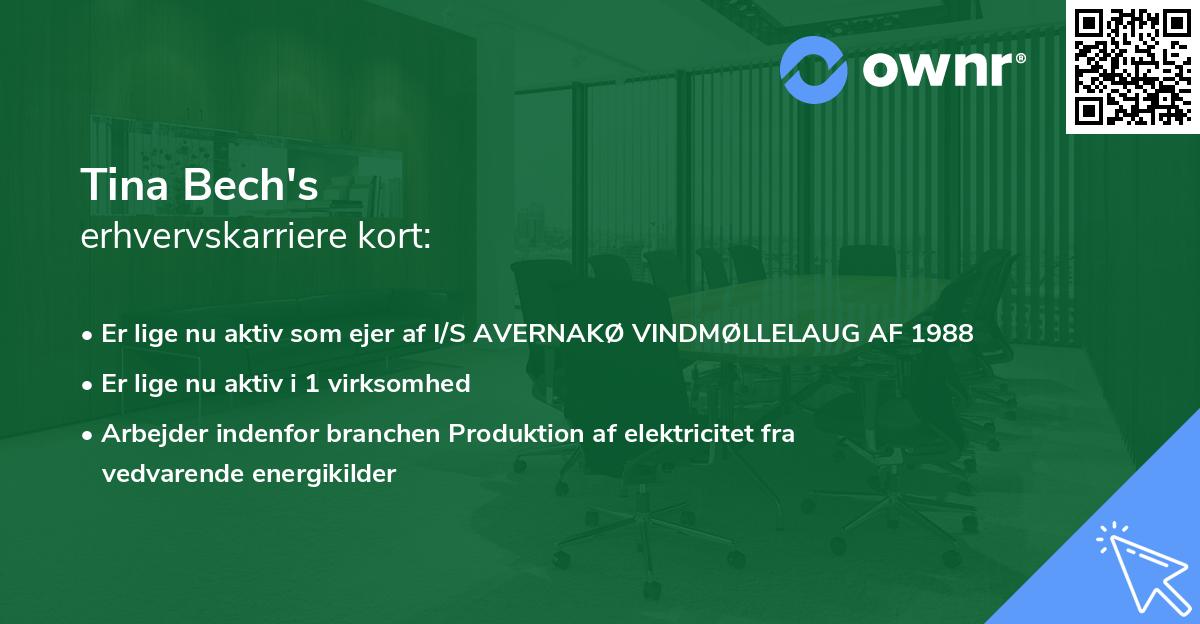 Tina Bech's erhvervskarriere kort