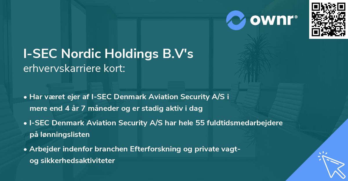 I-SEC Nordic Holdings B.V's erhvervskarriere kort