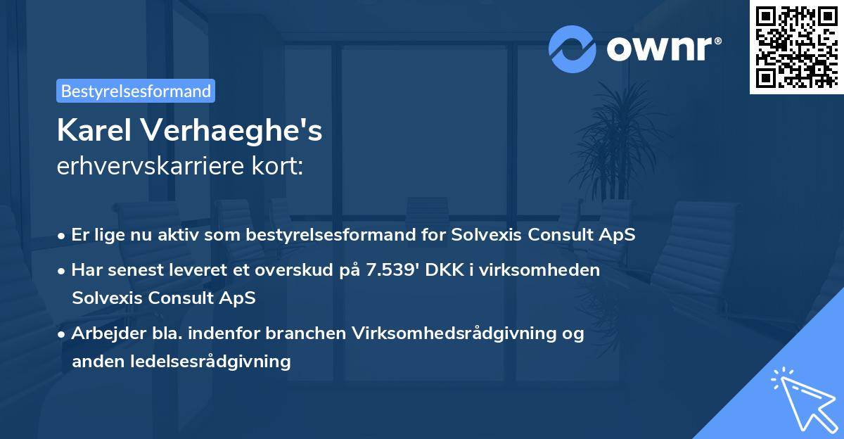 Karel Verhaeghe's erhvervskarriere kort