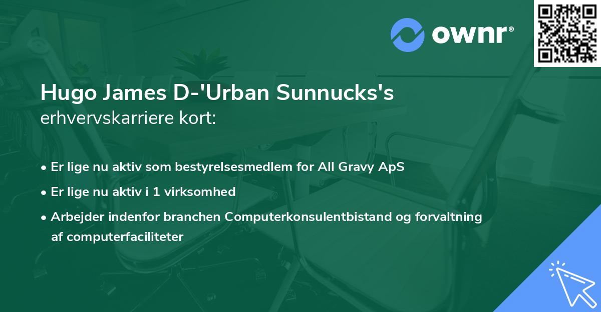 Hugo James D-'Urban Sunnucks's erhvervskarriere kort