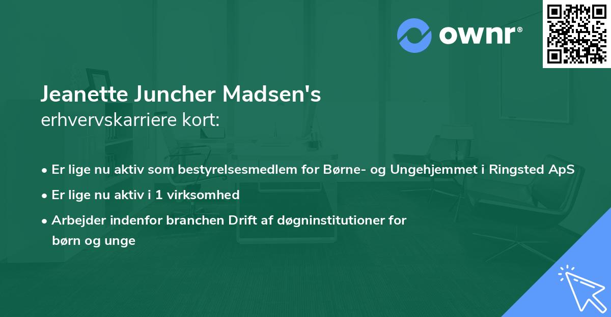 Jeanette Juncher Madsen's erhvervskarriere kort