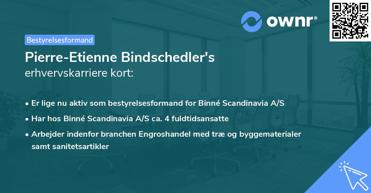 Pierre-Etienne Bindschedler's erhvervskarriere kort