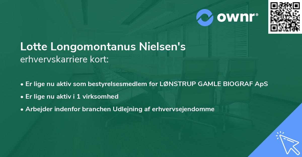 Lotte Longomontanus Nielsen's erhvervskarriere kort