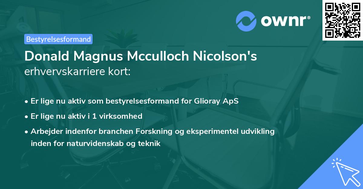 Donald Magnus Mcculloch Nicolson's erhvervskarriere kort