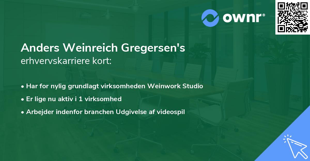 Anders Weinreich Gregersen's erhvervskarriere kort