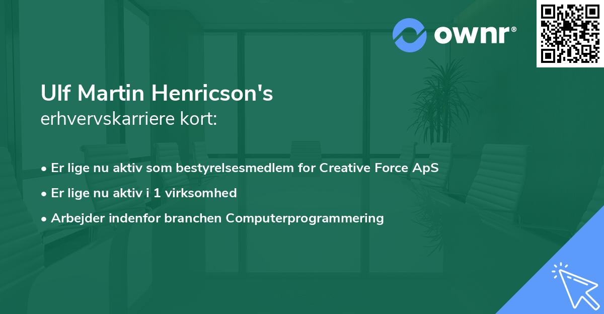 Ulf Martin Henricson's erhvervskarriere kort