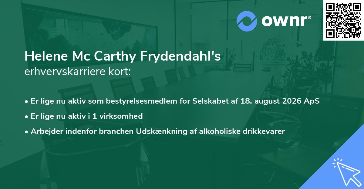 Helene Mc Carthy Frydendahl's erhvervskarriere kort