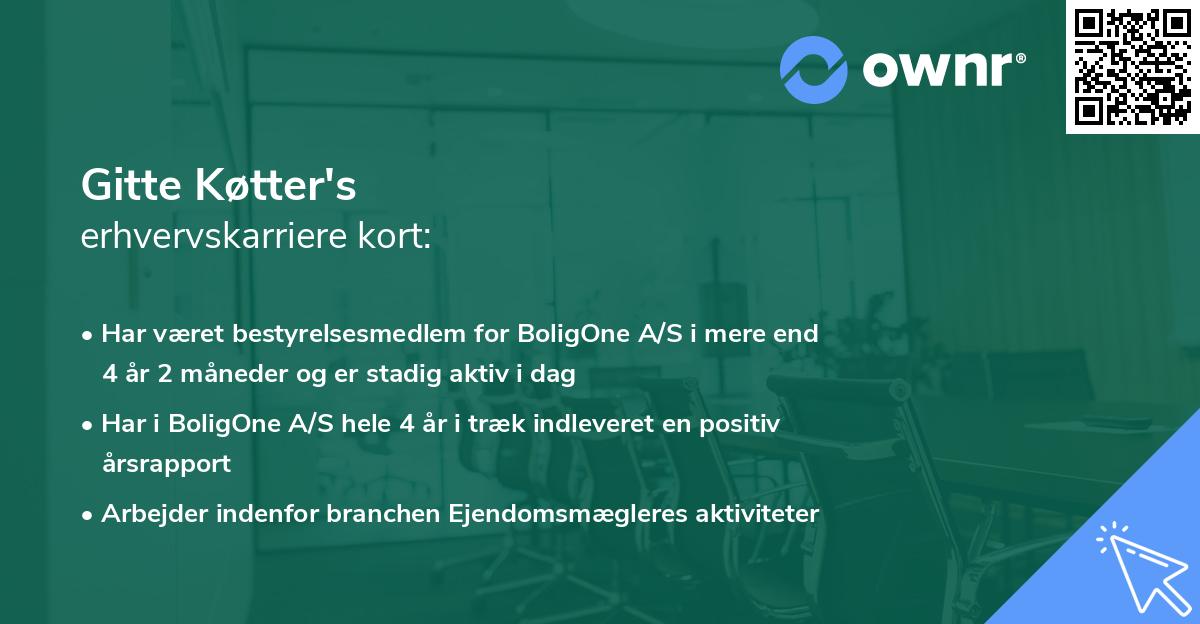 Gitte Køtter's erhvervskarriere kort