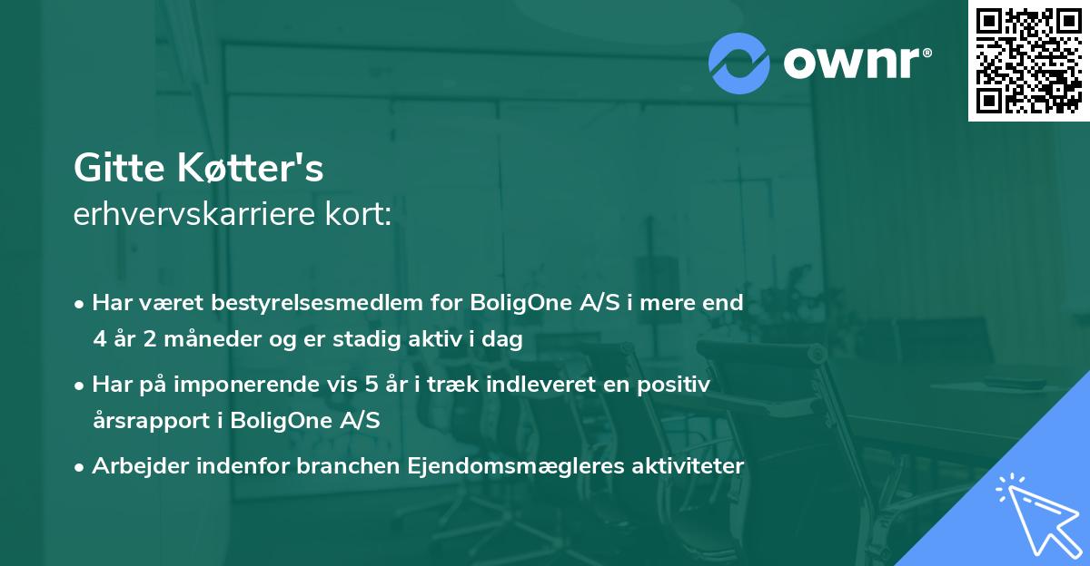 Gitte Køtter's erhvervskarriere kort