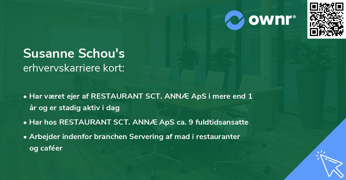 Susanne Schou's erhvervskarriere kort