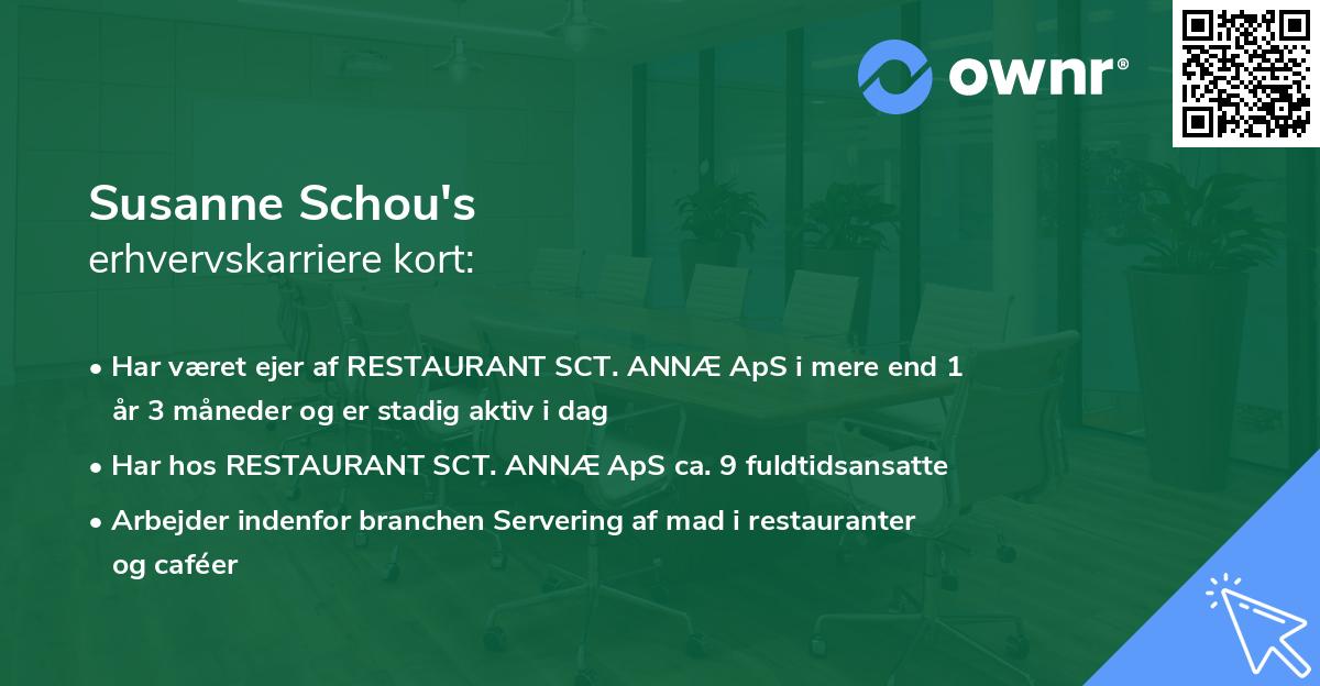 Susanne Schou's erhvervskarriere kort