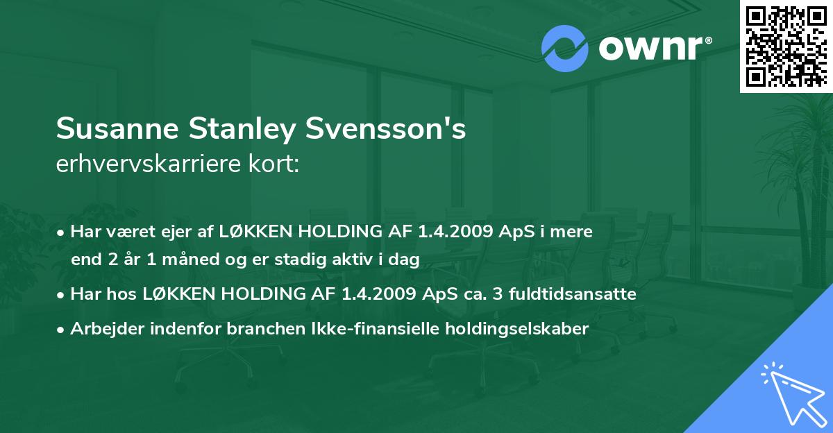 Susanne Stanley Svensson's erhvervskarriere kort