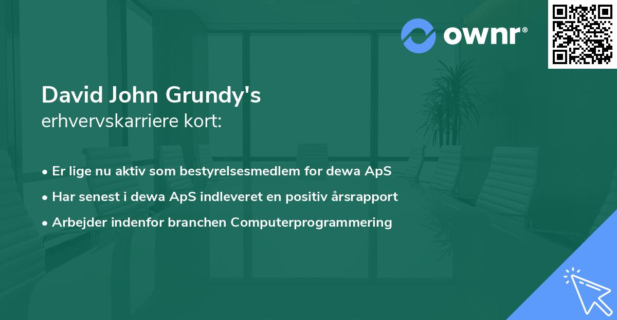 David John Grundy's erhvervskarriere kort