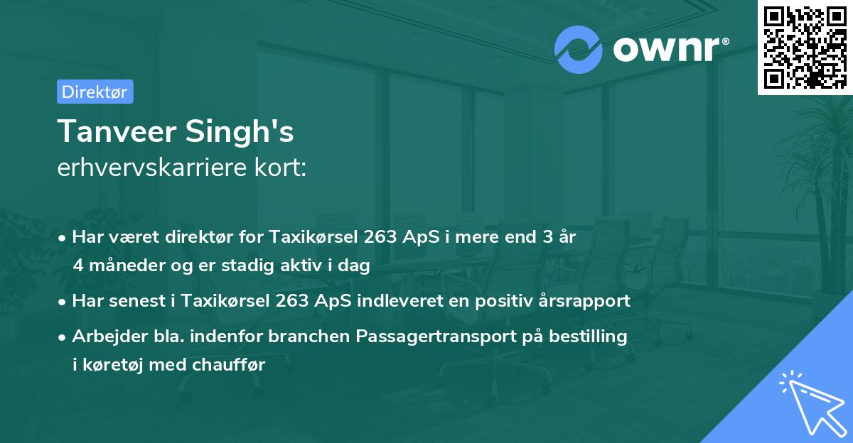 Tanveer Singh's erhvervskarriere kort