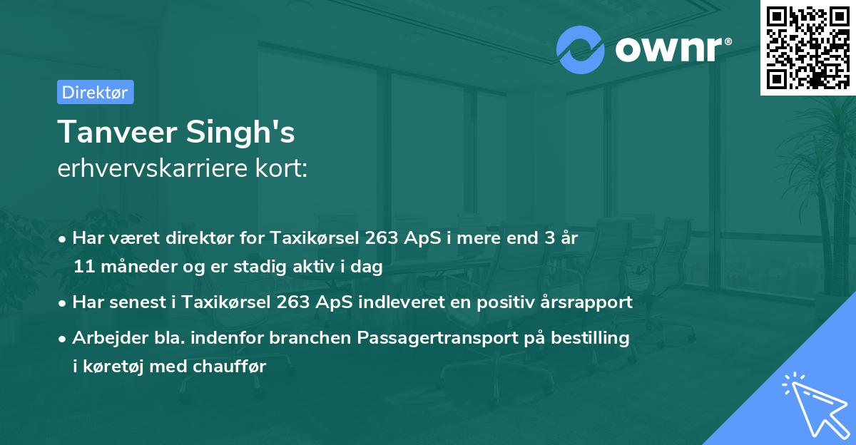 Tanveer Singh's erhvervskarriere kort