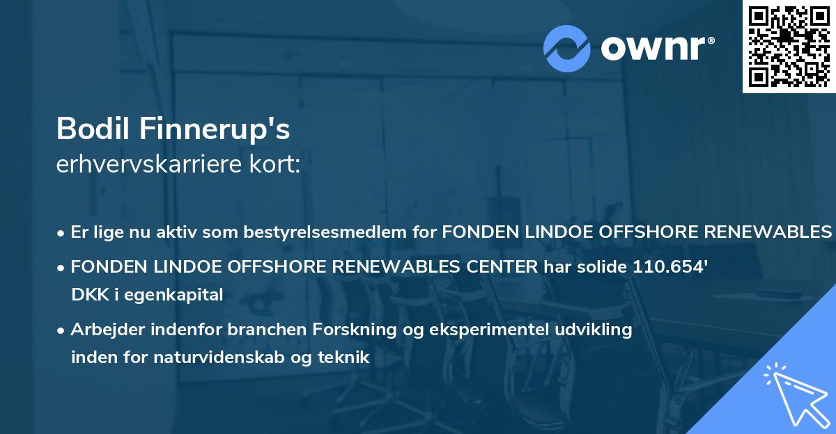 Bodil Finnerup's erhvervskarriere kort