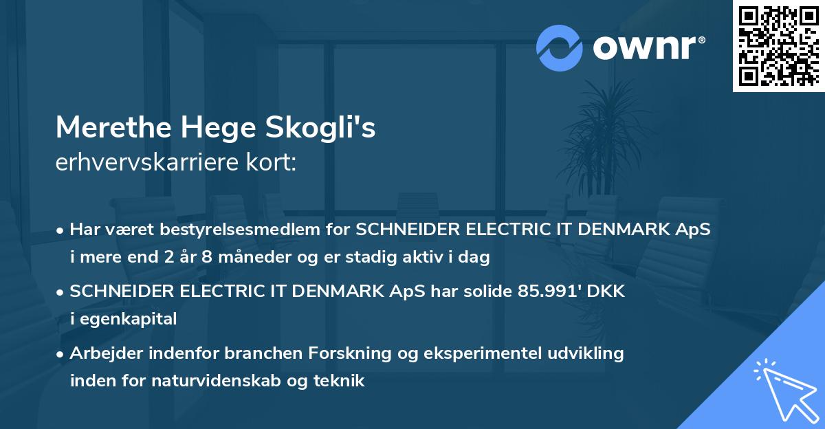 Merethe Hege Skogli's erhvervskarriere kort