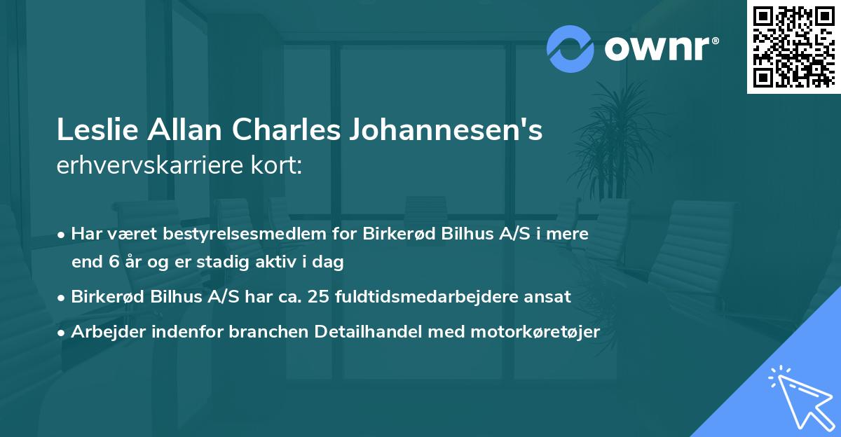 Leslie Allan Charles Johannesen's erhvervskarriere kort