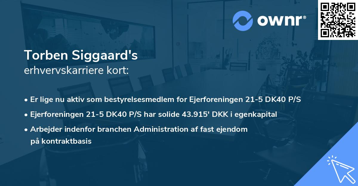 Torben Siggaard's erhvervskarriere kort